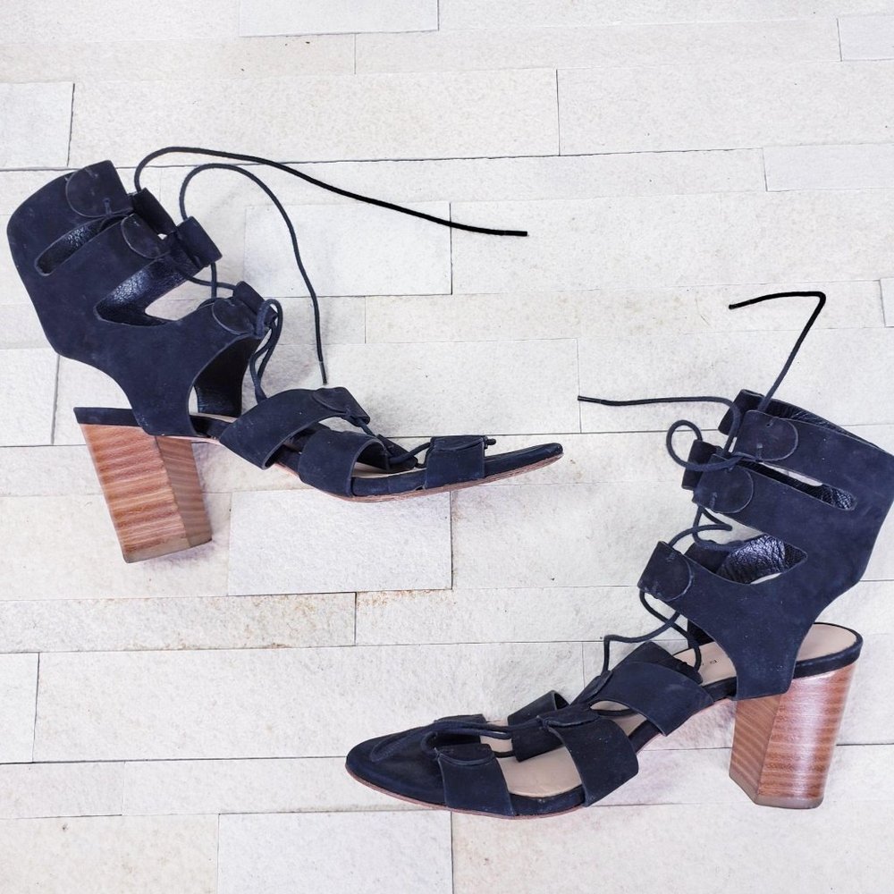 LOEFFLER RANDALL Hanna Gladiator Sandal Black Caged Block Heel 6 - Picture 4 of 13